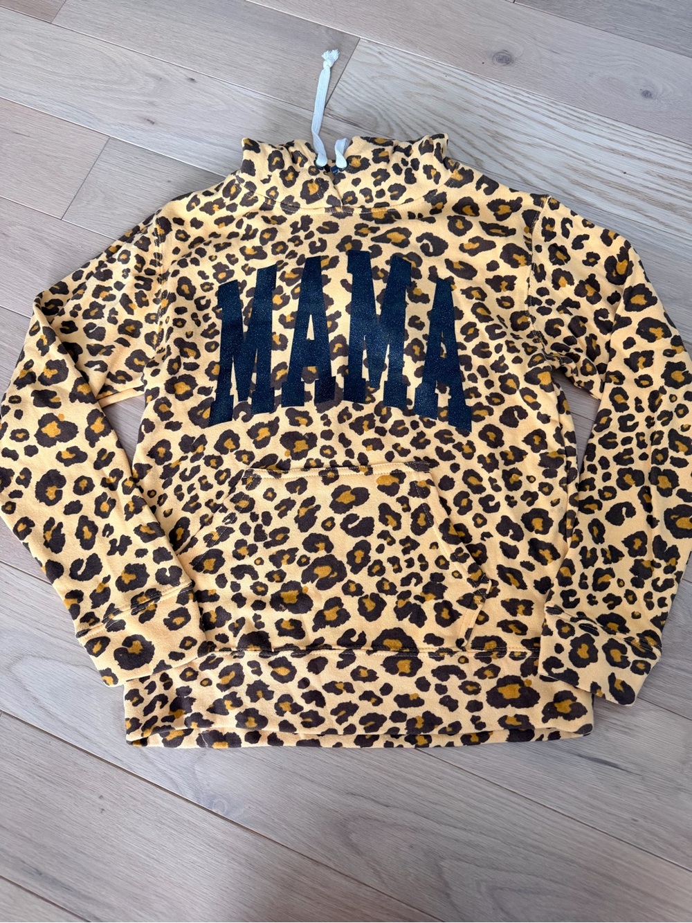 Pink Lily Leopard Print 'Mama' Hoodie in Yellow and Black